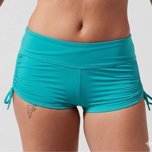 Athleta Ruched Sides Swim Shorts in Blue NEW Size Medium